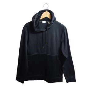 Reebok Black‎ Crossover Neck Pullover Hoodie Minimalist Athleisure Size Small